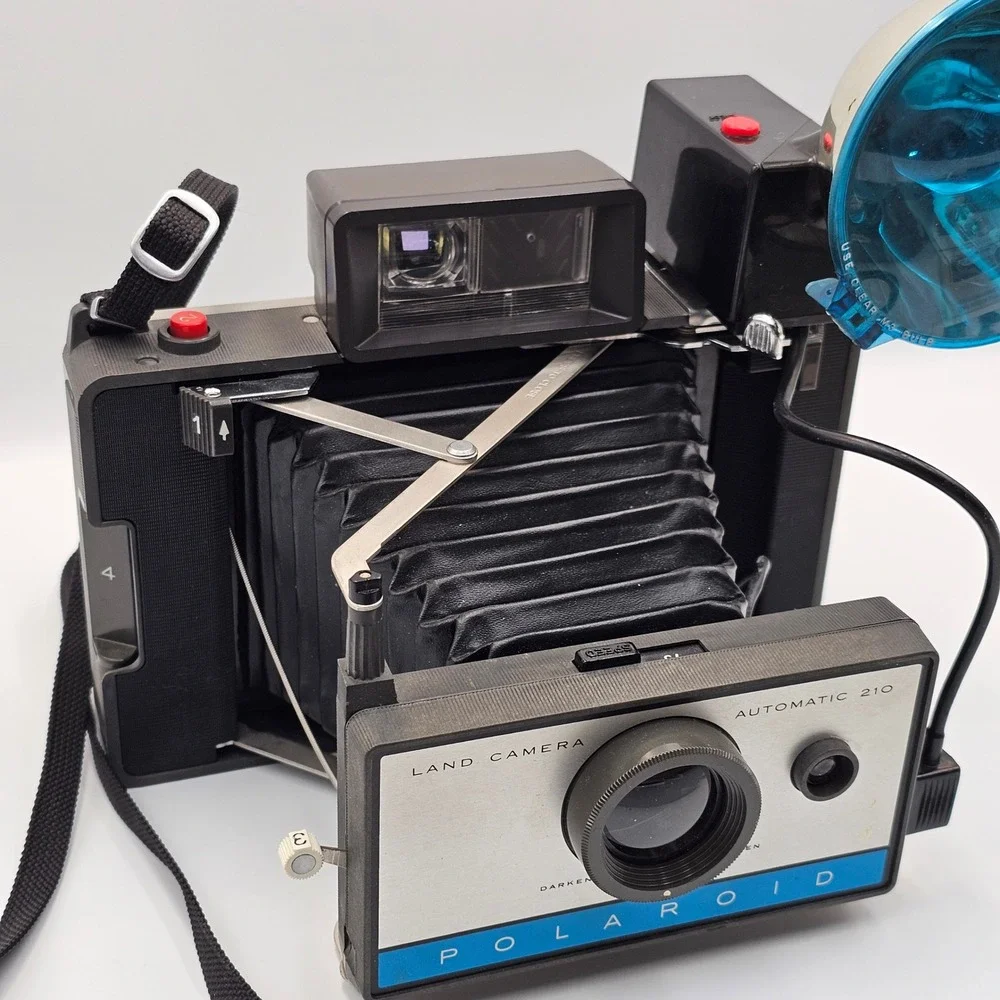 Vintage Polaroid Automatic 210 Land Camera Instant Film Kit with Flash & Manuals